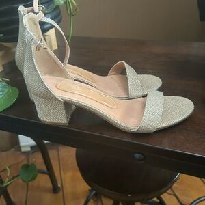 Elegant Gold Block Heel Sandals